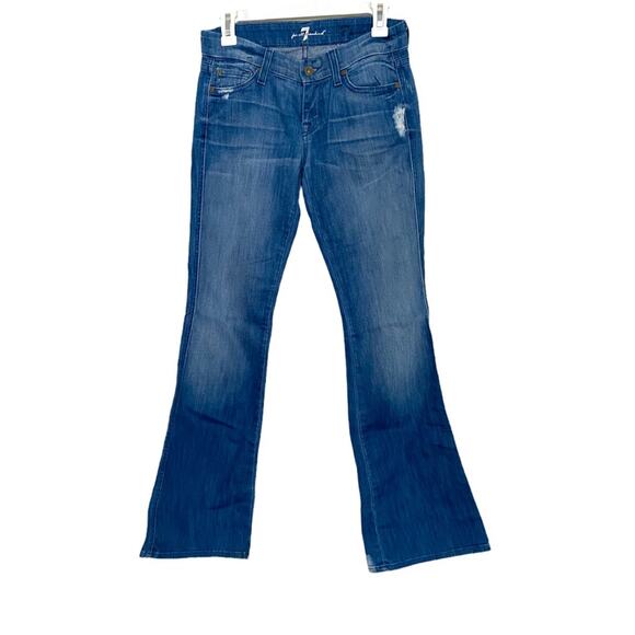 7FAMK Bootcut Jeans SZ 26P Lexie Low Rise Bleached Denim Distressed - Picture 5 of 9